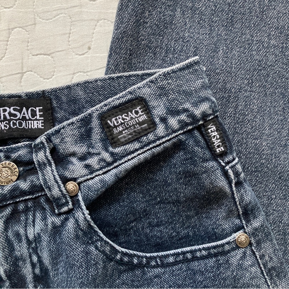 VTG 00s Versace High Waisted Gray Jeans 👑 - Picture 4 of 7